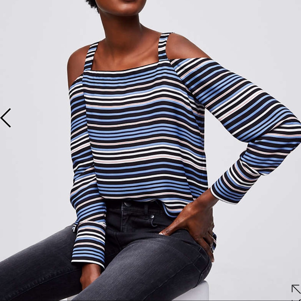 LOFT cold shoulder striped blouse